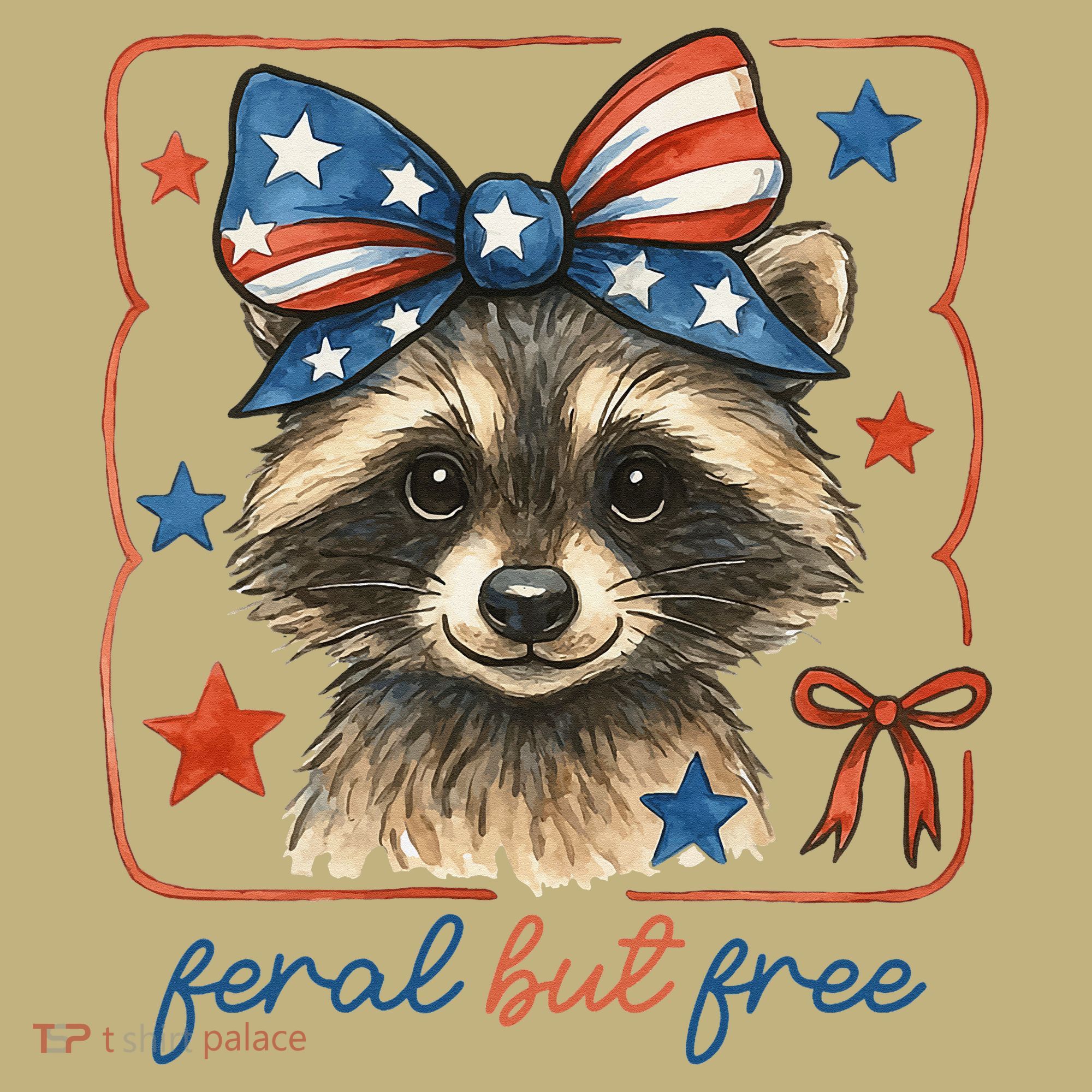 Coquette Funny Raccoon 4th Of July Patriotic Feral But Free T-Shirt