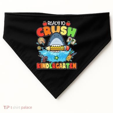 Cute Funny Ready To Crush Kindergarten School Shark USA-Made Doggie Bandana