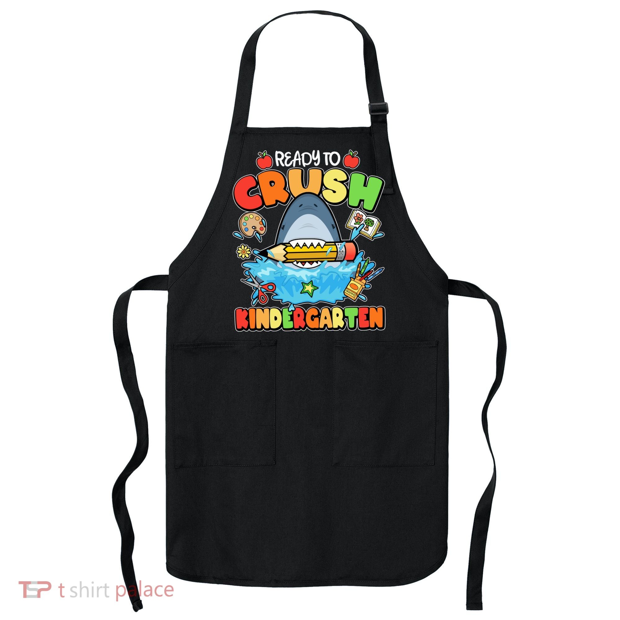 Cute Funny Ready To Crush Kindergarten School Shark Apron