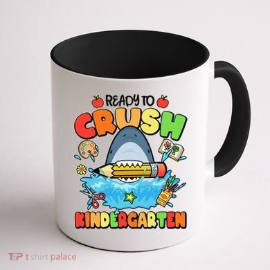 Cute Funny Ready To Crush Kindergarten School Shark Coffee Mug back