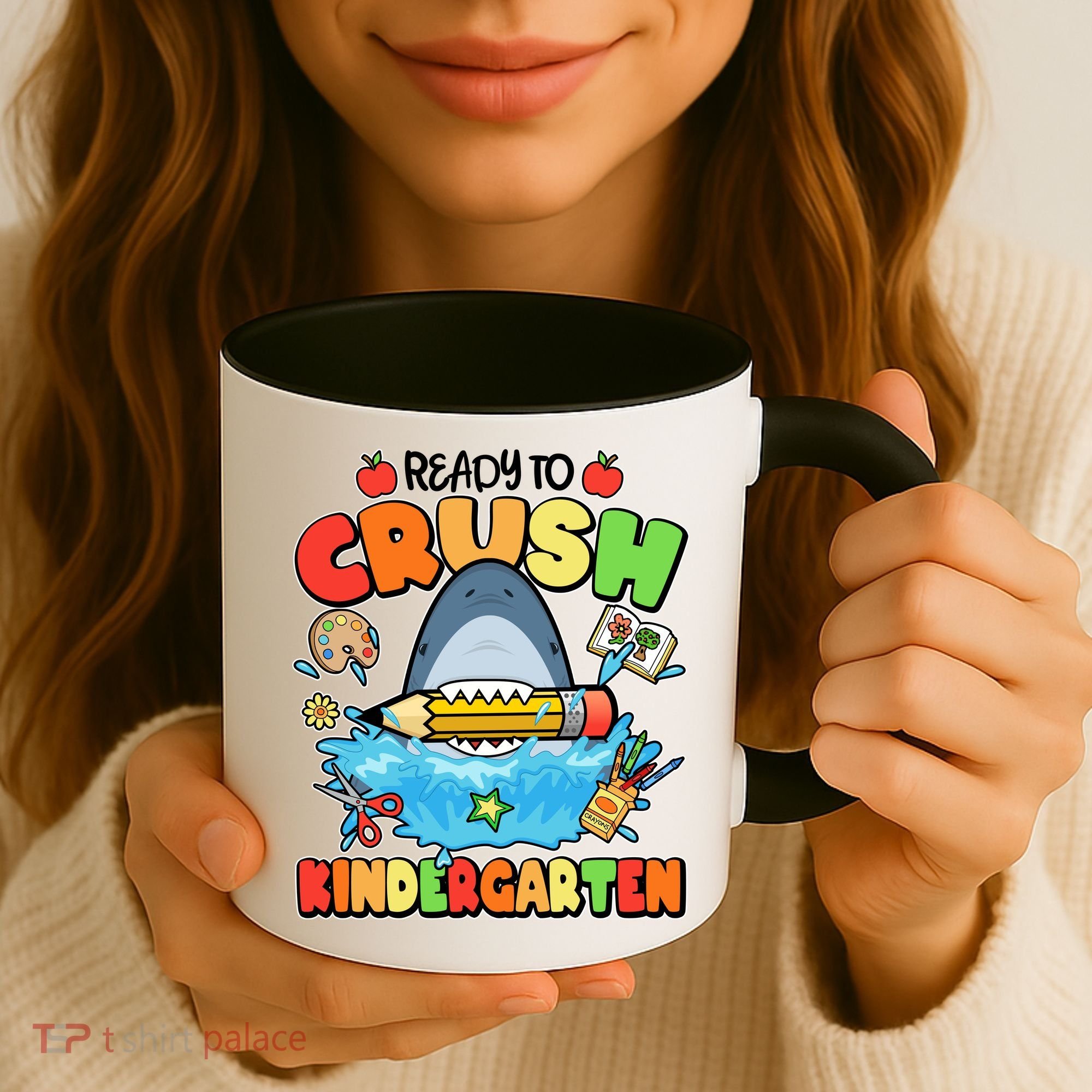 Cute Funny Ready To Crush Kindergarten School Shark Coffee Mug