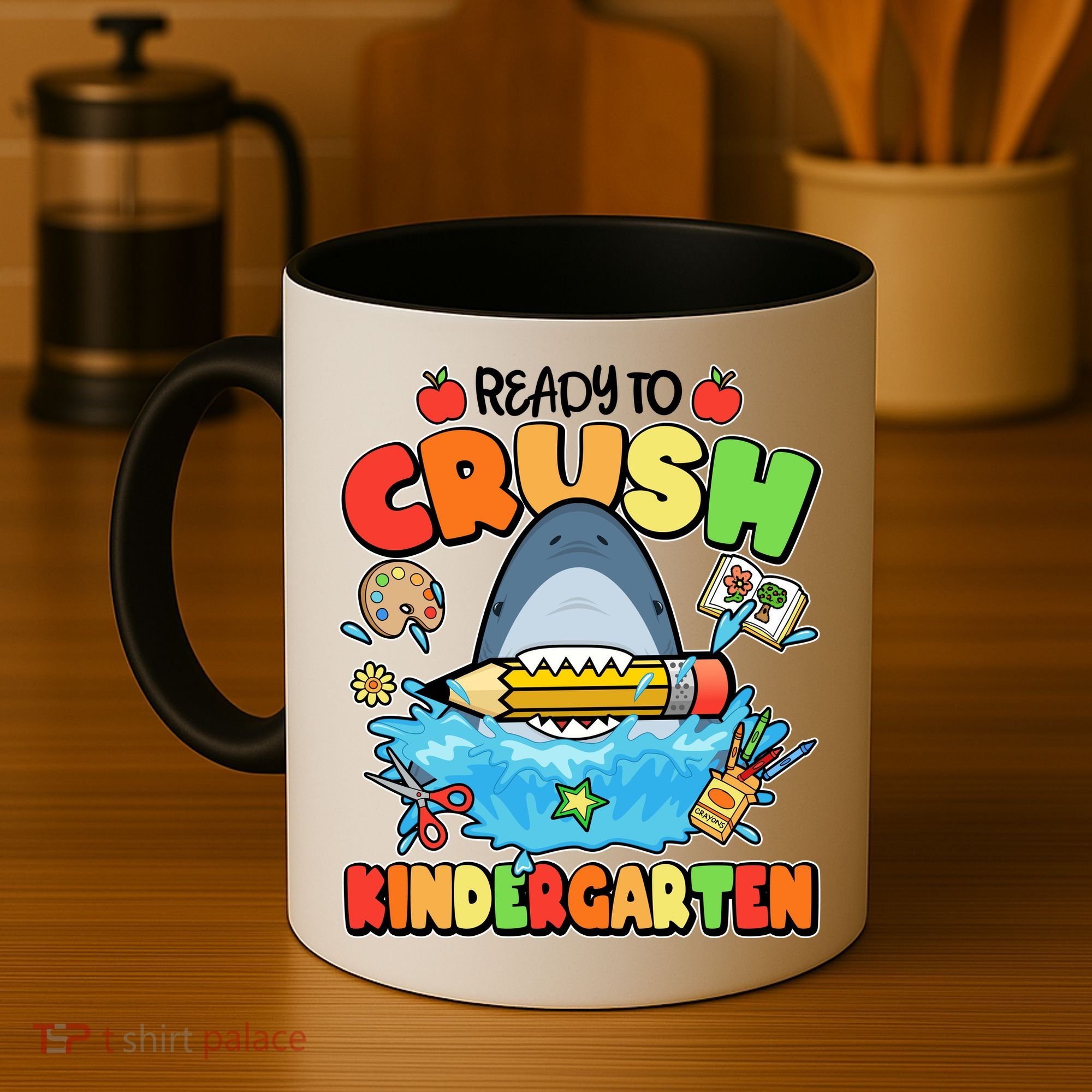 Cute Funny Ready To Crush Kindergarten School Shark Coffee Mug