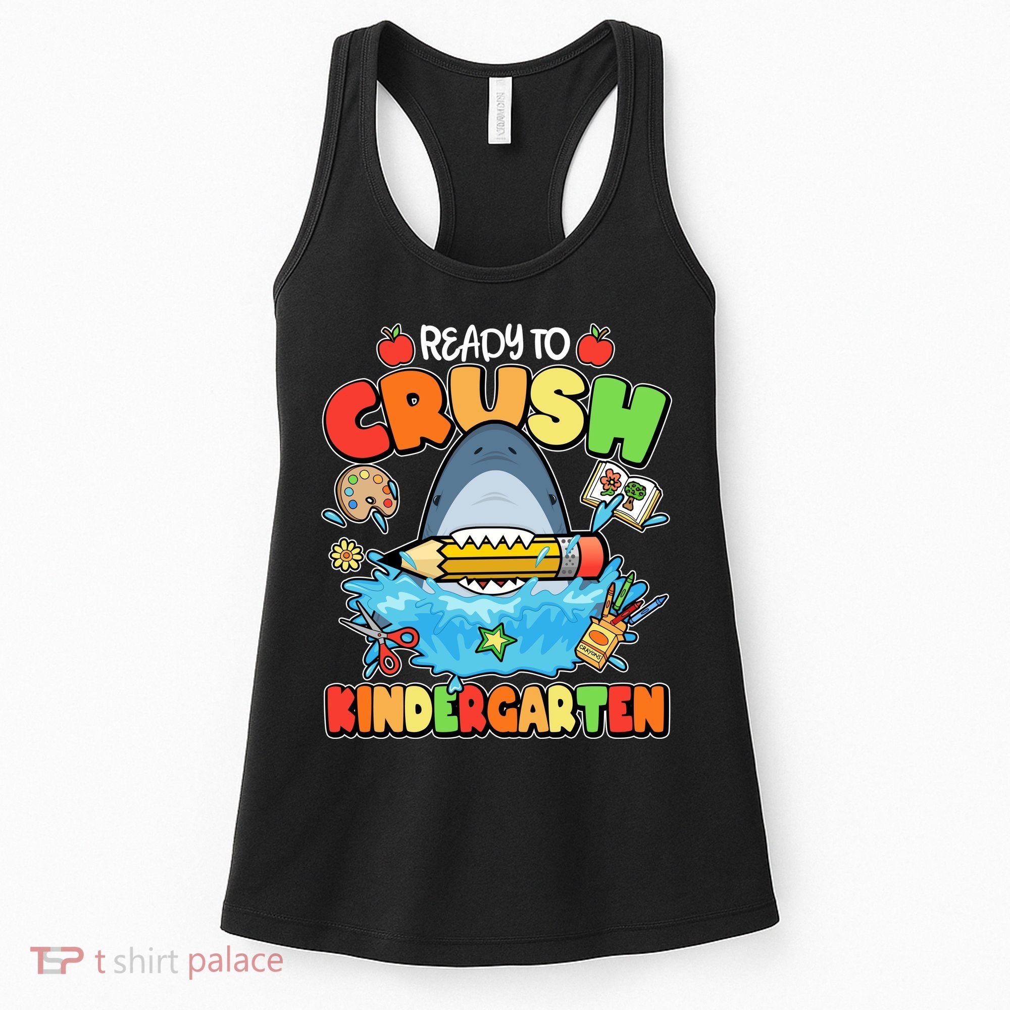 Cute Funny Ready To Crush Kindergarten School Shark Women's Tank Top