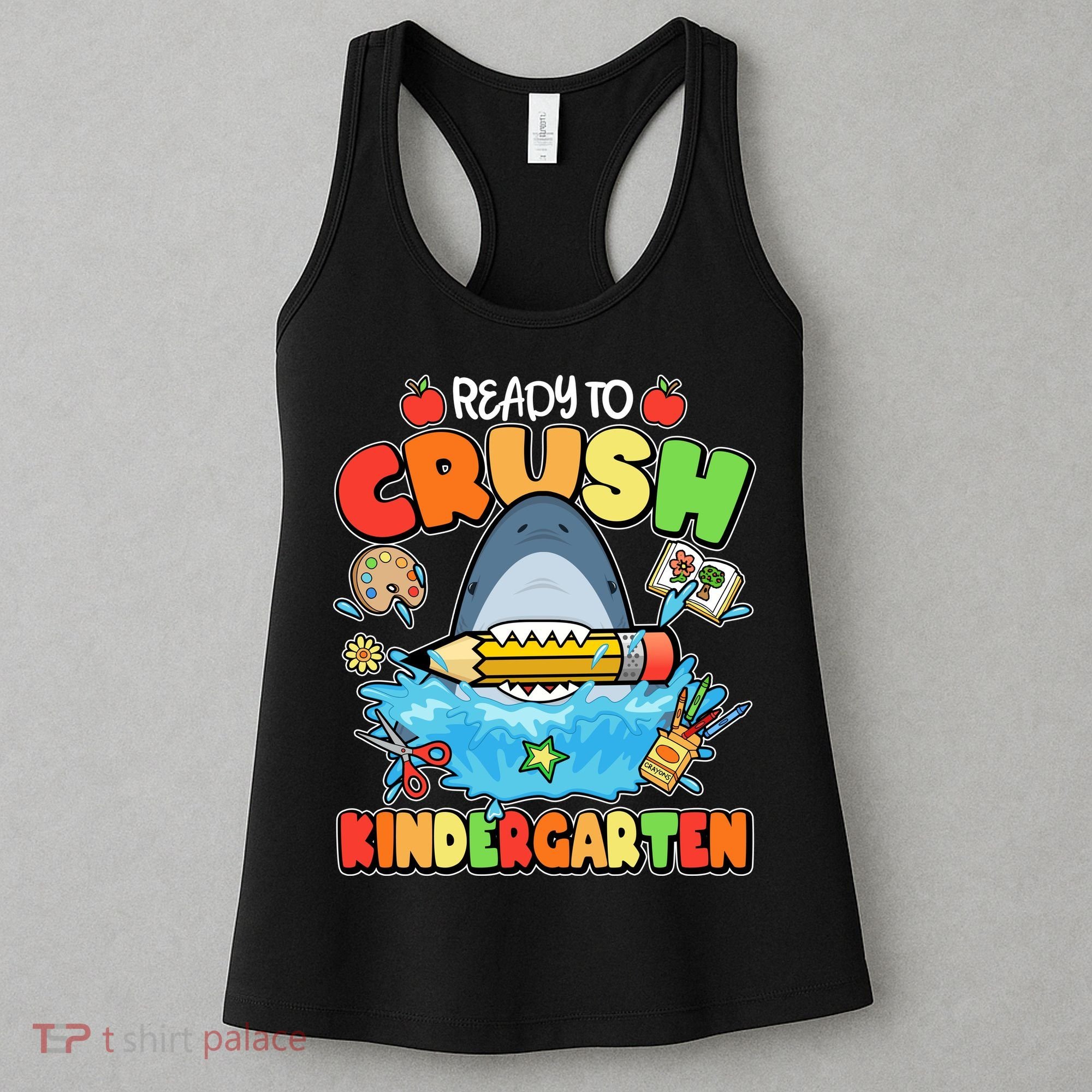 Cute Funny Ready To Crush Kindergarten School Shark Women's Tank Top