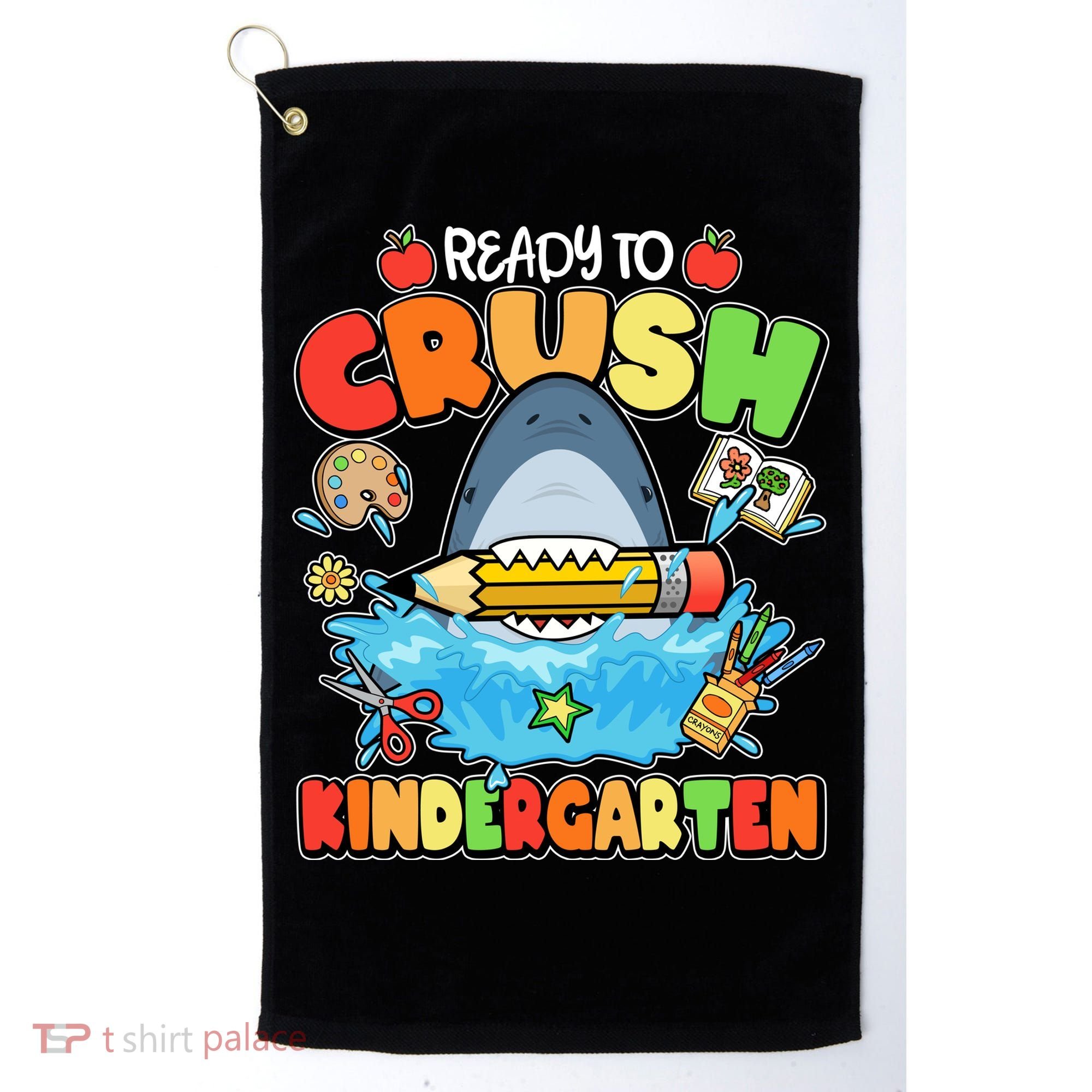 Cute Funny Ready To Crush Kindergarten School Shark Golf Towel