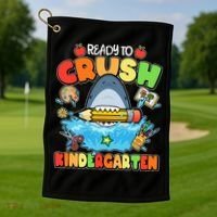 Cute Funny Ready To Crush Kindergarten School Shark Golf Towel thumb 1
