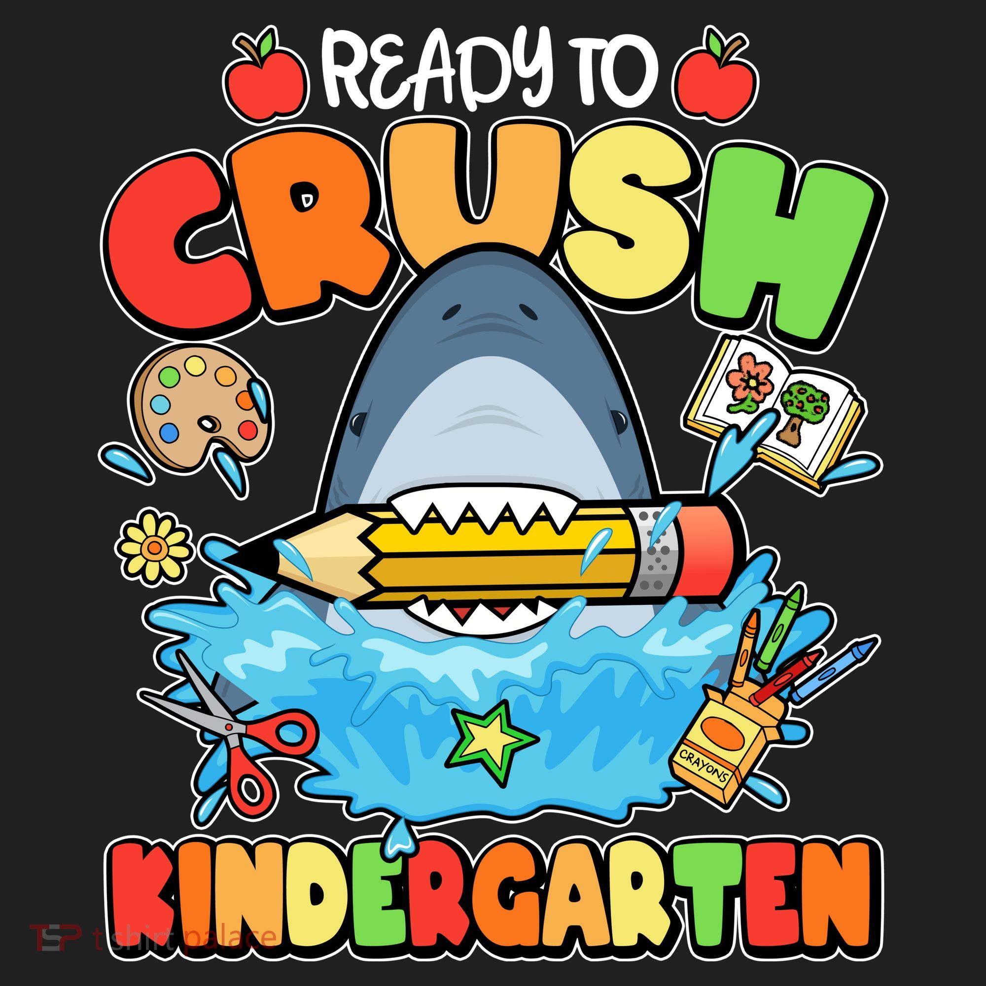 Cute Funny Ready To Crush Kindergarten School Shark Golf Towel