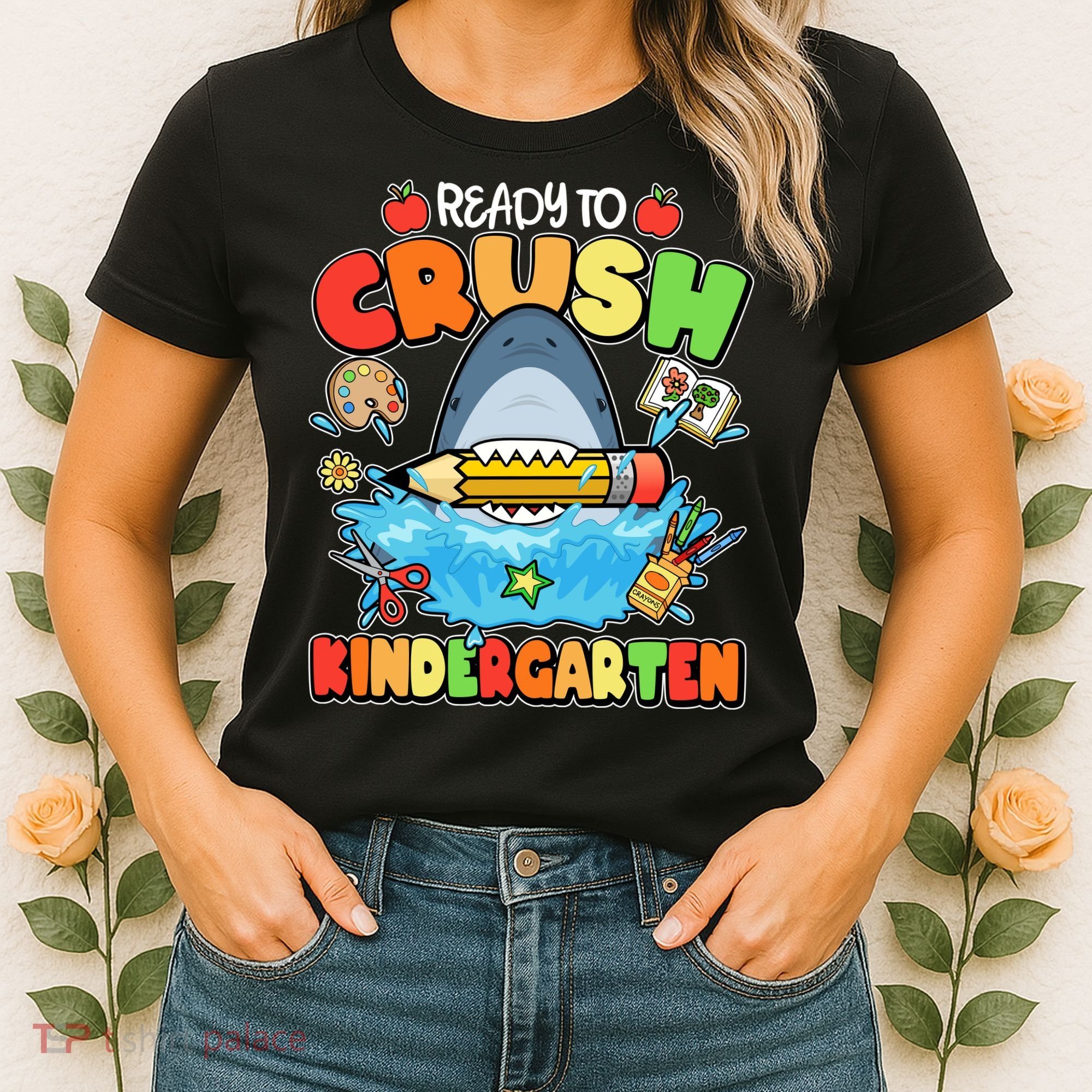 Cute Funny Ready To Crush Kindergarten School Shark Women's T-Shirt