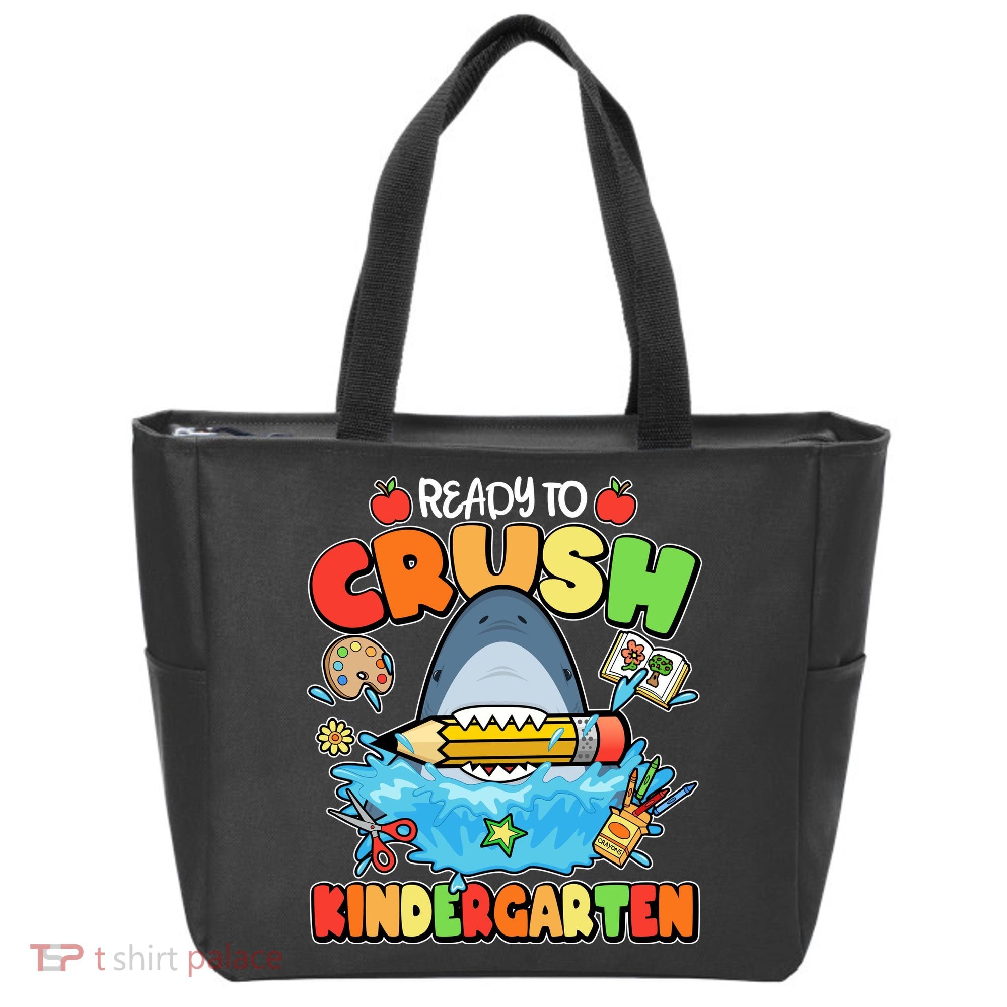 Cute Funny Ready To Crush Kindergarten School Shark Tote Bag