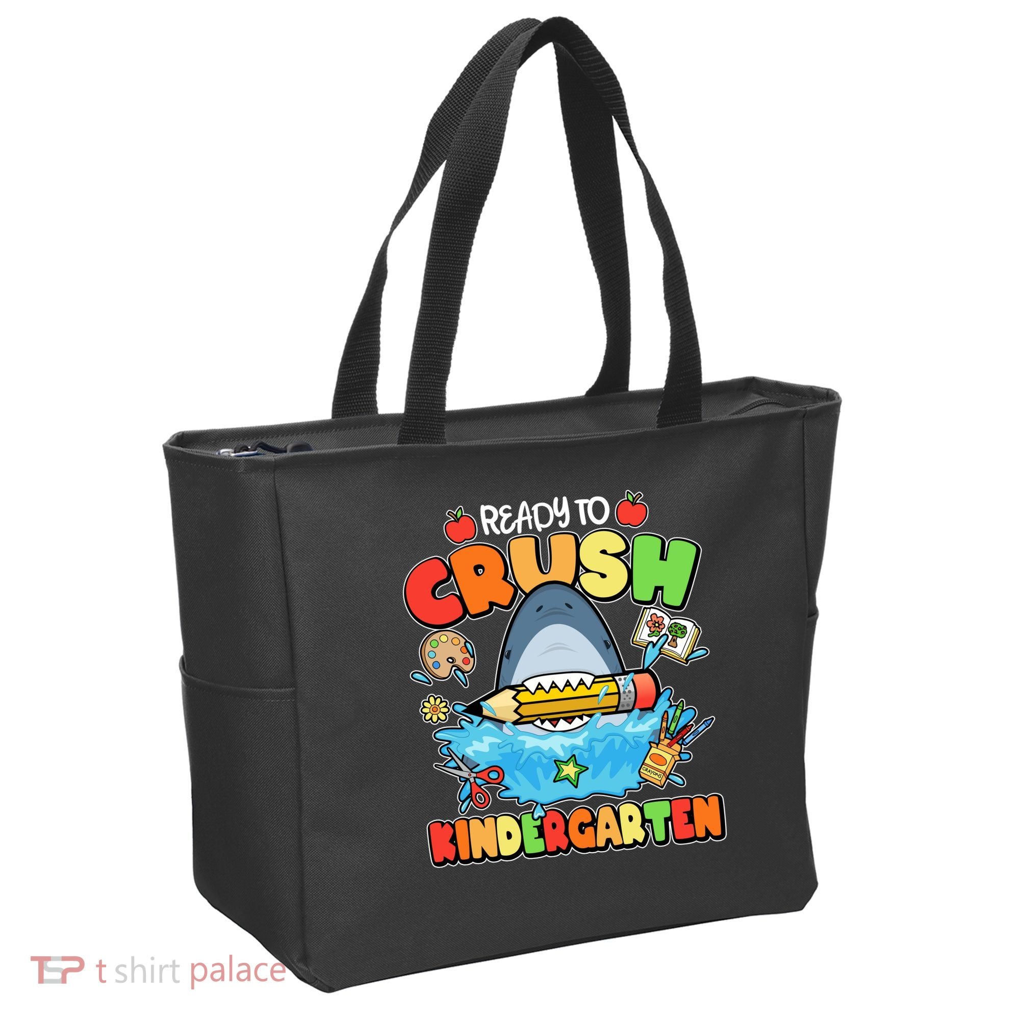 Cute Funny Ready To Crush Kindergarten School Shark Tote Bag
