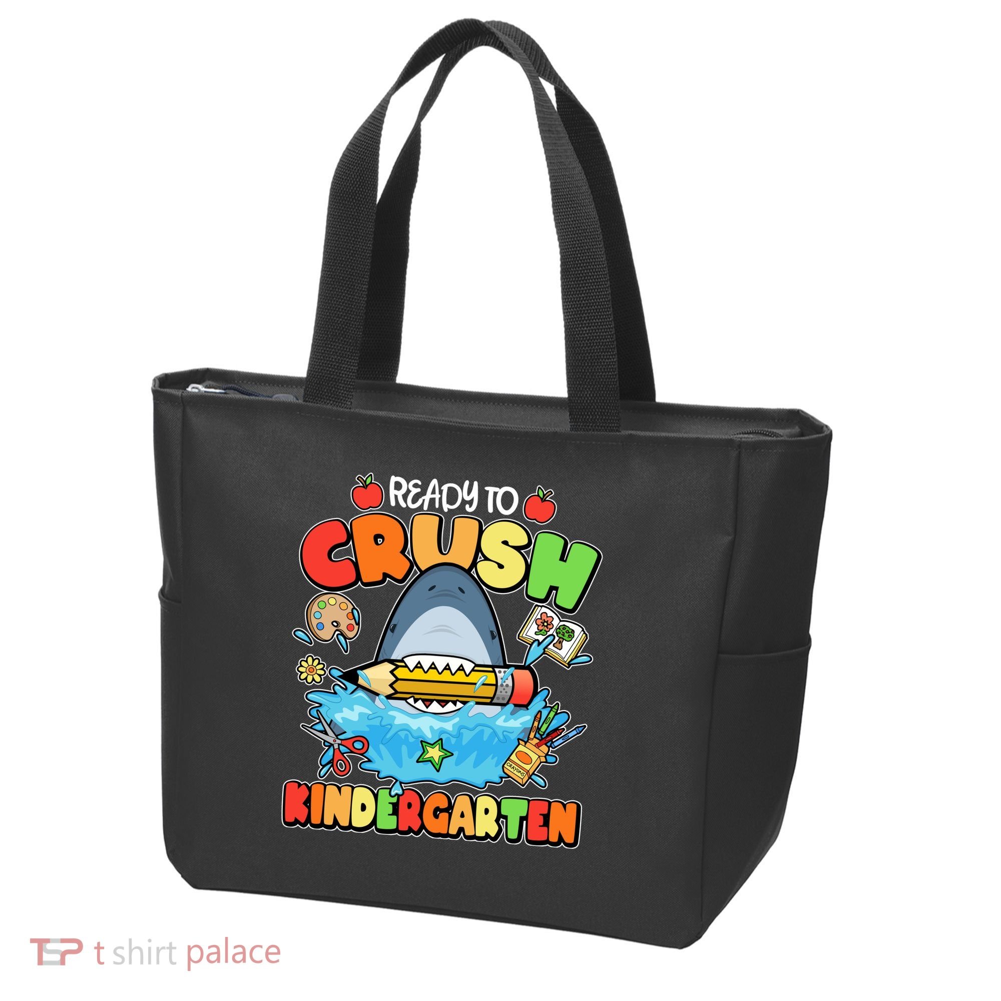 Cute Funny Ready To Crush Kindergarten School Shark Tote Bag