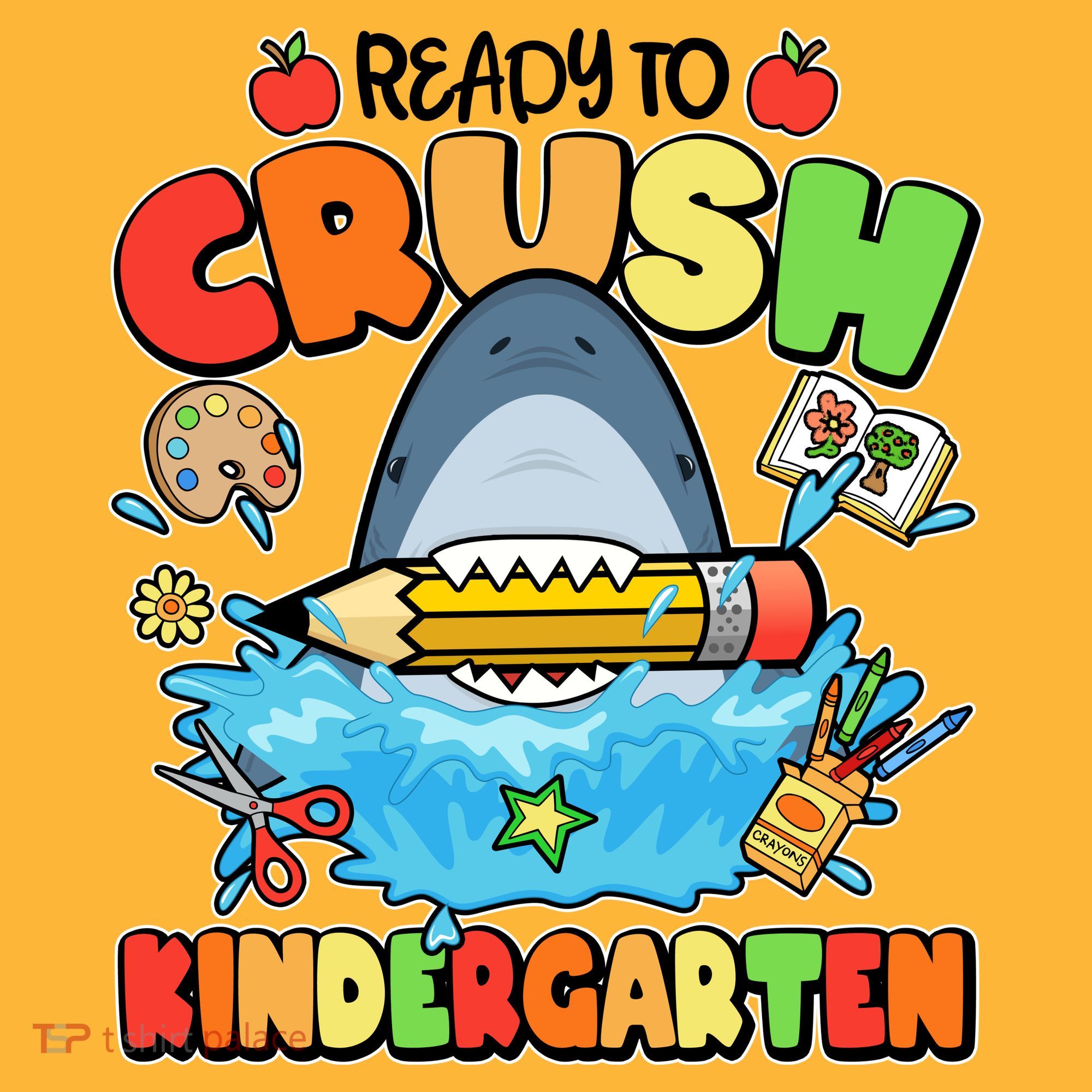 Cute Funny Ready To Crush Kindergarten School Shark Baby Bodysuit