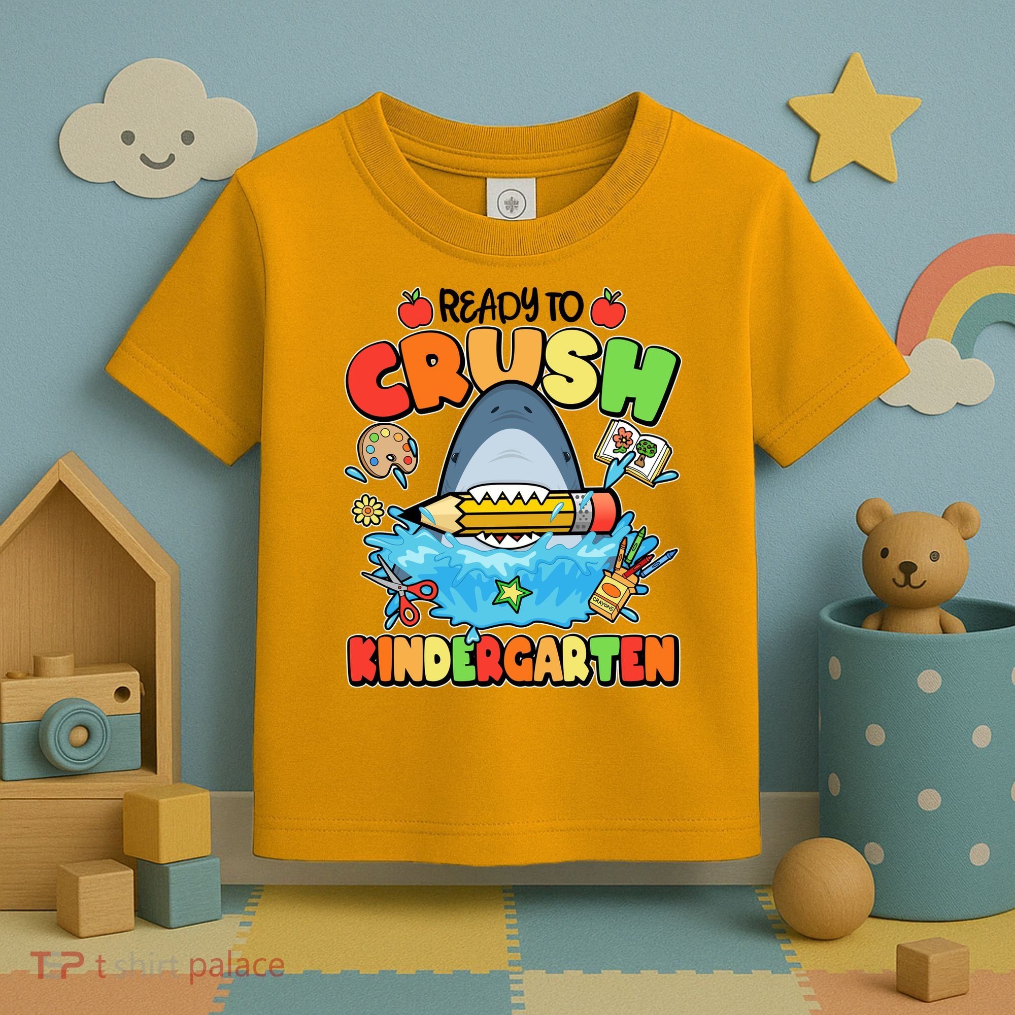 Cute Funny Ready To Crush Kindergarten School Shark Toddler T-Shirt