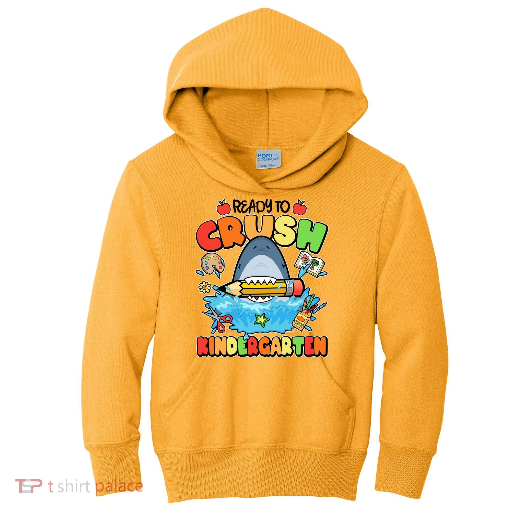 Cute Funny Ready To Crush Kindergarten School Shark Kids Hoodie