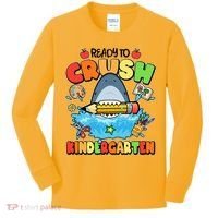 Cute Funny Ready To Crush Kindergarten School Shark Kids Long Sleeve Shirt thumb 0