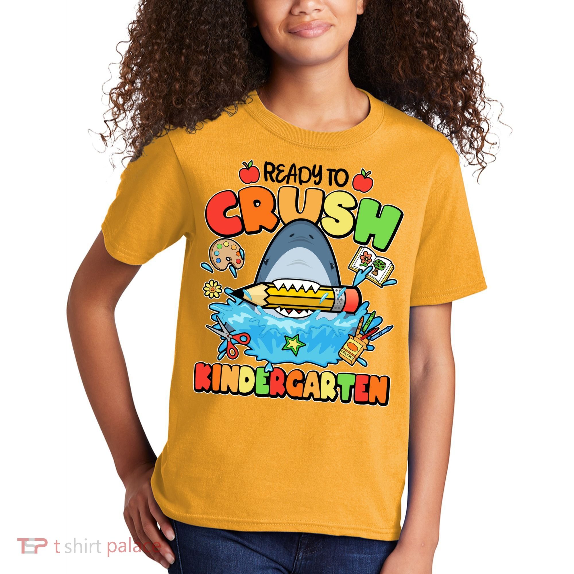 Cute Funny Ready To Crush Kindergarten School Shark Kids T-Shirt