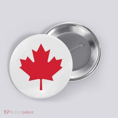 Canadian Flag Red Maple Leaf Canada Day Button