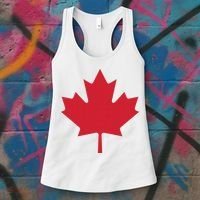 Canadian Flag Red Maple Leaf Canada Day Women's Tank Top thumb 3