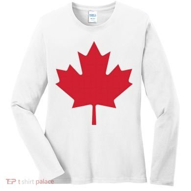 Canadian Flag Red Maple Leaf Canada Day Women's Long Sleeve Shirt