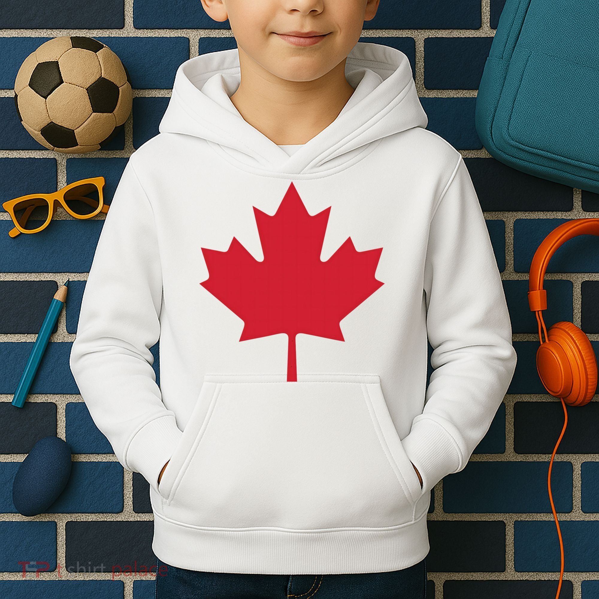 Canadian Flag Red Maple Leaf Canada Day Kids Hoodie