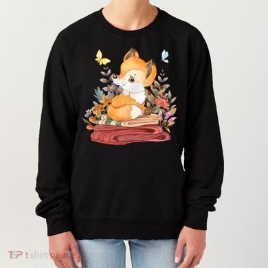 Cute Floral Restful Fox Butterfly Women's Sweatshirt
