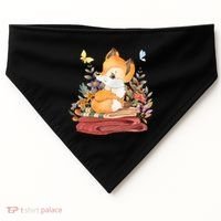 Cute Floral Restful Fox Butterfly USA-Made Doggie Bandana thumb 0