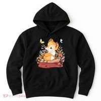 Cute Floral Restful Fox Butterfly Hoodie thumb 0