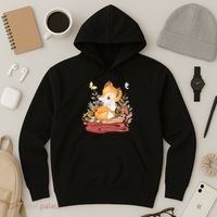 Cute Floral Restful Fox Butterfly Hoodie thumb 3