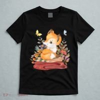 Cute Floral Restful Fox Butterfly T-Shirt thumb 5
