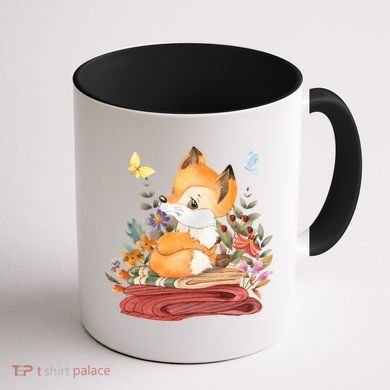 Cute Floral Restful Fox Butterfly Coffee Mug back