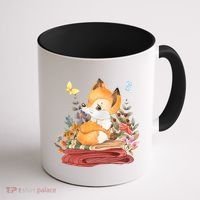 Cute Floral Restful Fox Butterfly Coffee Mug thumb 1