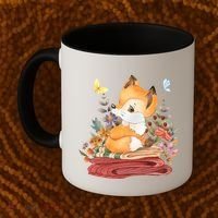 Cute Floral Restful Fox Butterfly Coffee Mug thumb 2