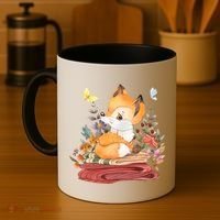 Cute Floral Restful Fox Butterfly Coffee Mug thumb 4