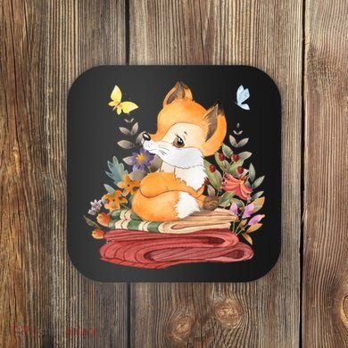 Cute Floral Restful Fox Butterfly Coaster