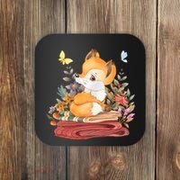 Cute Floral Restful Fox Butterfly Coaster thumb 0