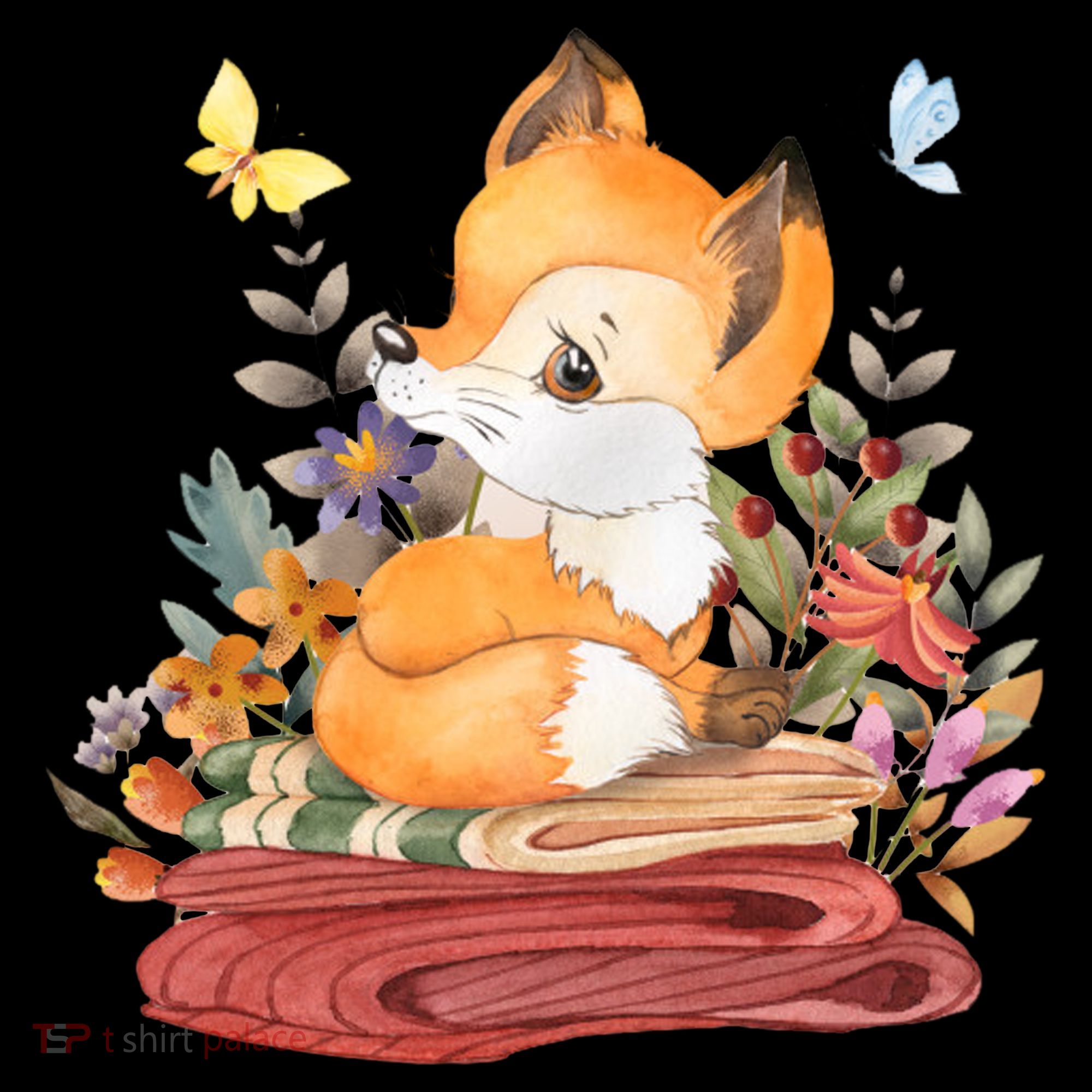 Cute Floral Restful Fox Butterfly Women's Hoodie