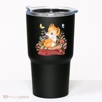 Cute Floral Restful Fox Butterfly Tumbler thumb 0