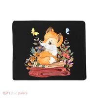 Cute Floral Restful Fox Butterfly Mousepad thumb 0