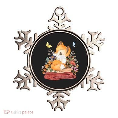 Cute Floral Restful Fox Butterfly Ornament
