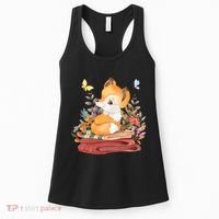 Cute Floral Restful Fox Butterfly Women's Tank Top thumb 0