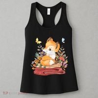 Cute Floral Restful Fox Butterfly Women's Tank Top thumb 3