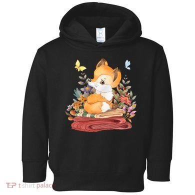 Cute Floral Restful Fox Butterfly Toddler Hoodie
