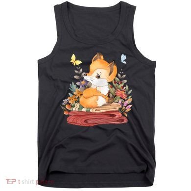 Cute Floral Restful Fox Butterfly Tank Top