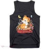 Cute Floral Restful Fox Butterfly Tank Top thumb 0