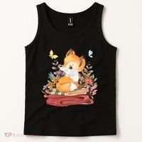Cute Floral Restful Fox Butterfly Tank Top thumb 2
