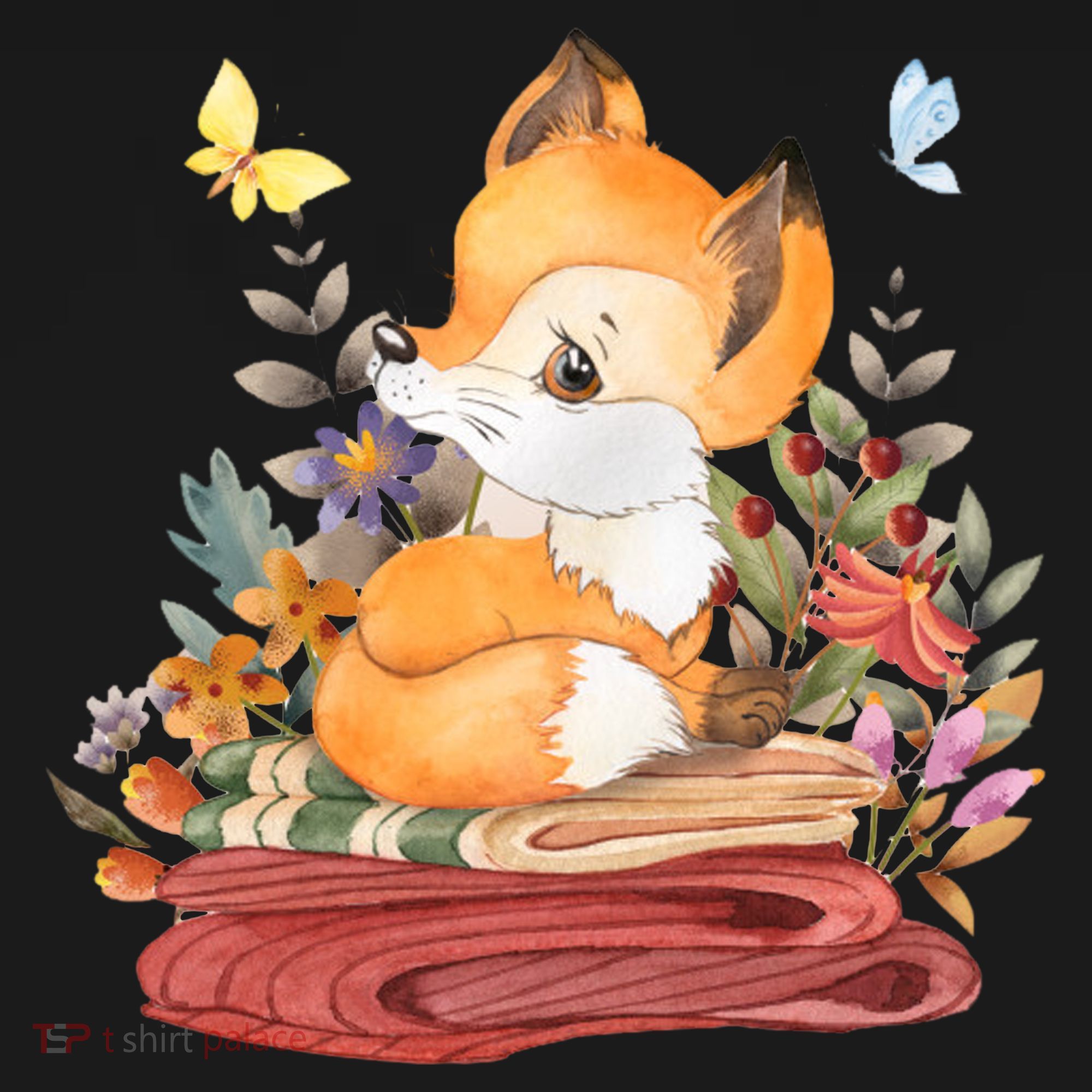 Cute Floral Restful Fox Butterfly Tank Top