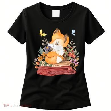 Cute Floral Restful Fox Butterfly Women's T-Shirt