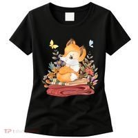 Cute Floral Restful Fox Butterfly Women's T-Shirt thumb 0