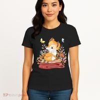 Cute Floral Restful Fox Butterfly Women's T-Shirt thumb 4