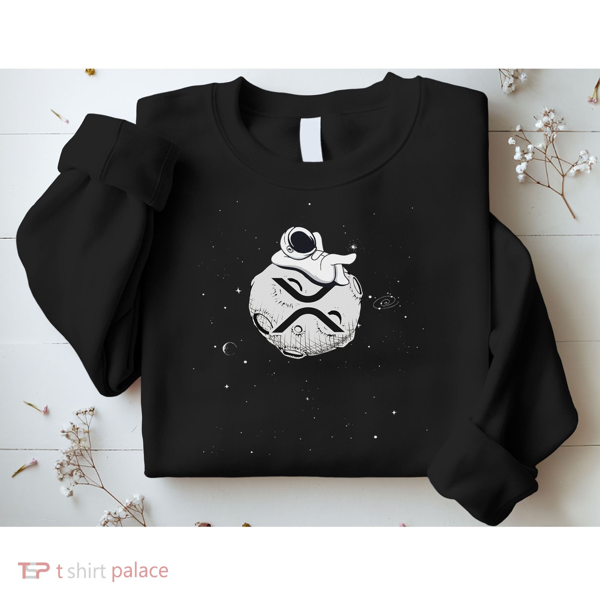 Cryptocurrency Fun Relaxing Space Man On Xrp Crypto Moon Sweatshirt
